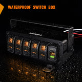 Nilight 5 Gang Rocker Switch Box 12V SPST ON Off Toggle Switches PD Type C and QC 3.0 USB Sockcet Voltmeter LED Light Waterproof Aluminum Mount Bracket Panel DIY Stickers for Boat Car RV Truck, view 6