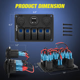 Nilight 5 Gang Rocker Switch Panel Pre-Wired Aluminum with PD Type C and USB Cigarette Lighter Socket Voltmeter 12V 24V ON Off Toggle Switches for Car Trucks Boats RVs, view 2