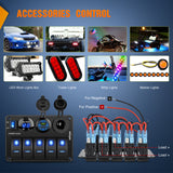 Nilight 5 Gang Rocker Switch Panel Waterproof Pre-Wired Aluminum Power Control Marine Panels with PD Type C and USB Cigarette Lighter Socket Voltmeter 12V 24V ON Off Switches for Car Trucks Boats RVs, view 3