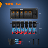 Nilight 5 Gang Switch Panel With QC3.0 & PD Charger And Voltmerter with Orange Backlit, view 5