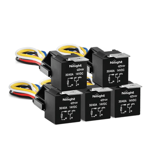 Nilight 5pcs 5Pin Relays with 5Pin Harness Sockets