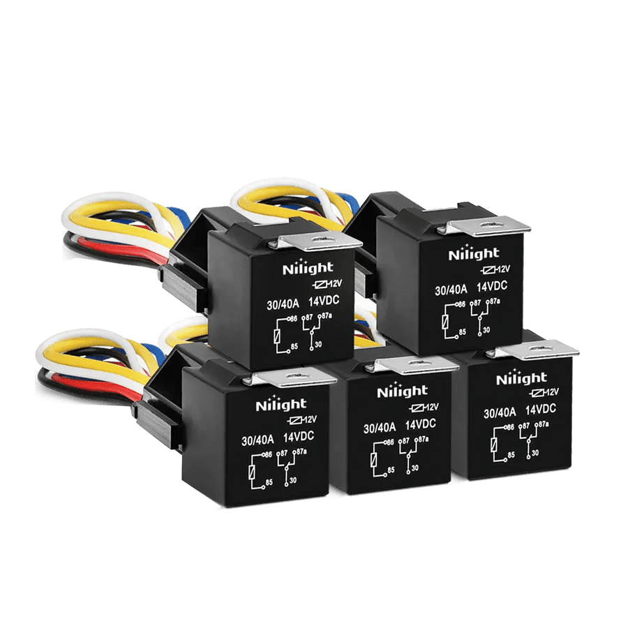 Nilight 5pcs 5Pin Relays with 5Pin Harness Sockets
