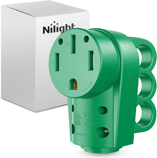 Nilight 50 Amp RV Female Replacement Plug 125/250 Volt Heavy Duty Receptacle with Handle ETL Listed NEMA 14-50R for Camper Caravan Motorhome Van Trailer