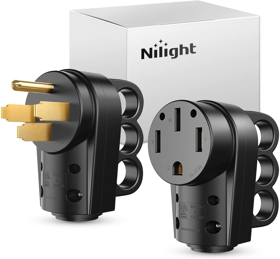 Nilight 50 Amp RV Male and Female Plug Set 14-50P 14-50R Receptable 125V/250V Volt Heavy Duty Electrical Camper ETL Listed for Caravan Motorhome Van Trailer