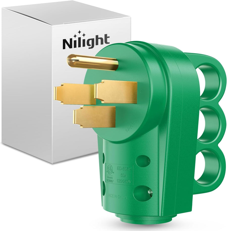 Nilight 50 Amp RV Male Replacement Plug 125/250 Volt Heavy Duty Receptacle with Handle ETL Listed NEMA 14-50P for Camper Caravan Motorhome Van Trailer