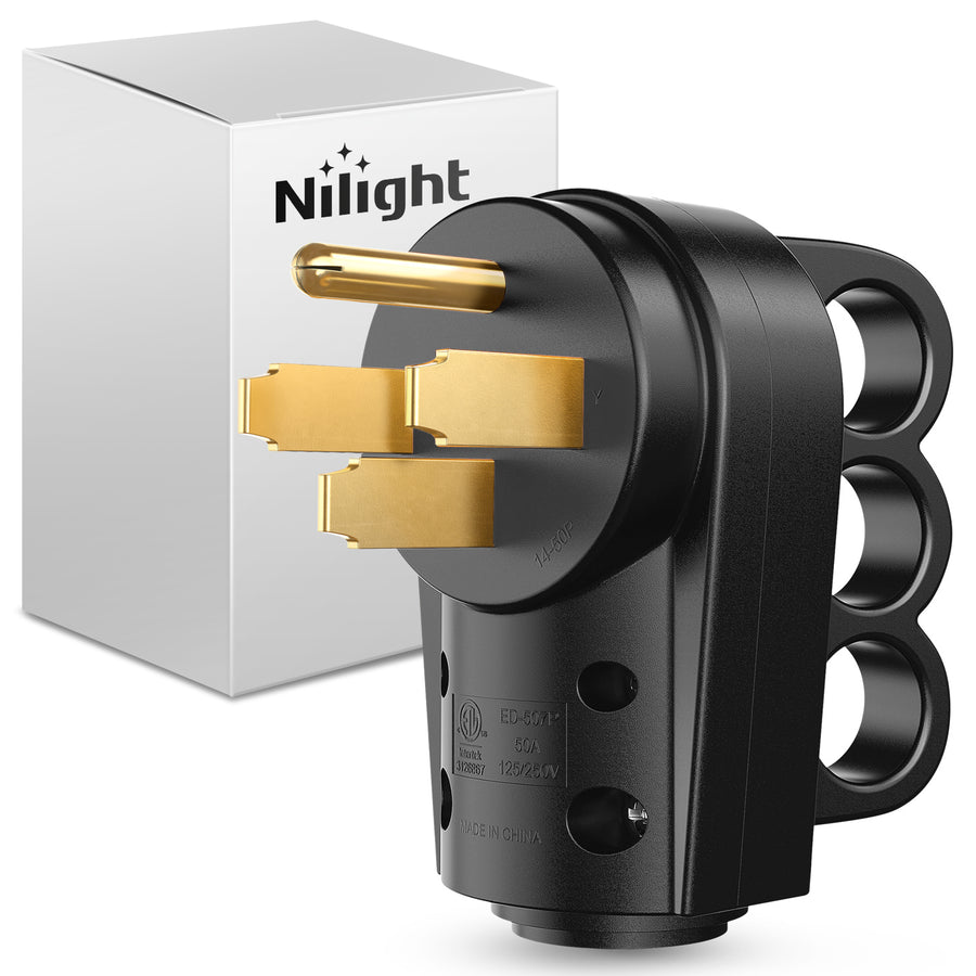 Nilight 50 Amp RV Male Replacement Plug 125/250 Volt Heavy Duty Receptacle with Handle ETL Listed NEMA 14-50P for Camper Caravan Motorhome Van Trailer