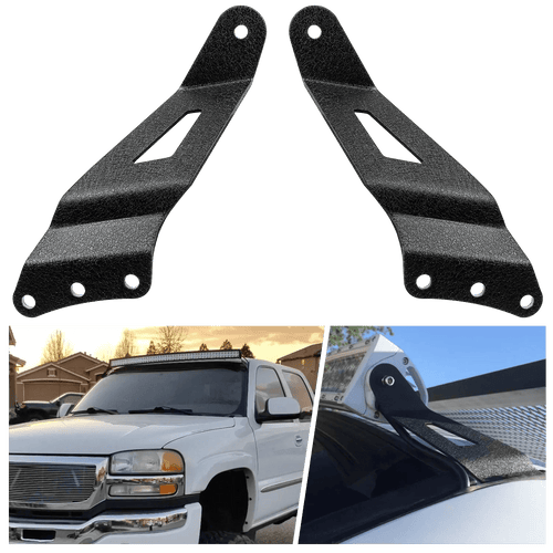 Nilight 50 Inch Curved Light Bar Bracket at Upper Windshield Roof Cab for 1999-2006 Chevy Silverado Suburban Avalanche Tahoe & GMC Yukon Sierra (Pair)