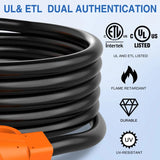 Nilight 50 Amp15FT RV EV Extension Cord 250V Heavy Duty 6/3+8/1 Gauge Pure Copper STW Wire UL ETL Listed 4 Prong Nema 14-50P 14-50R 50F/50M Cable Suit for RVs EVs Trailer Campers, view 3