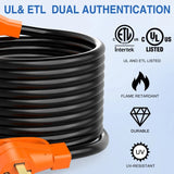 Nilight 50 Amp 25FT RV EV Extension Cord 250V Heavy Duty 6/3+8/1 Gauge Pure Copper STW Wire UL ETL Listed 4 Prong Nema 14-50P 14-50R 50F/50M Cable Suit for RVs EVs Trailers Campers, view 3