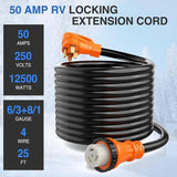 Nilight 50 Amp 25FT RV Locking Extension Cord 250V Heavy Duty 6/3+8/1 Gauge Pure Copper STW Wire ETL Listed 4 Prong 14-50P SS2-50R 50F/50M Cable Suit for Trailer Campers Caravan, view 5