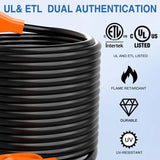 Nilight 50 Amp 50FT RV EV Extension Cord 250V Heavy Duty 6/3+8/1 Gauge Pure Copper STW Wire UL ETL Listed 4 Prong Nema 14-50P 14-50R 50F/50M Cable Suit for RVs EVs Trailer Campers, view 3