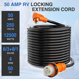 Nilight 50 Amp 50FT RV Locking Extension Cord 250V Heavy Duty 6/3+8/1 Gauge Pure Copper STW Wire ETL Listed 4 Prong 14-50P SS2-50R 50F/50M Cable Suit for RV Trailer Campers Caravan, view 5