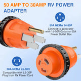 Nilight 50Amp Male to 30Amp Twist Lock Female RV Power Adapter, view 2