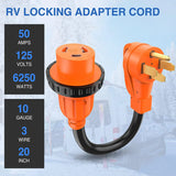 Nilight 50AMP to 30AMP RV Locking Adapter Cord, view 2