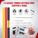 Nilight 50FT 14AWG 3 Conductor Electrical Wire Tinned Oxygen Free Copper Red Black Yellow 3 Wires Parallel 600V DC Flexible PVC Case Extension Cords for LED Strips Lamps Lighting, view 3