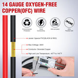 Nilight 50FT 14AWG Oxygen-Free Copper Wire Red Black Electrical Wire Stranded PVC Cord 2 Conductor Parallel 300V DC Flexible Extension Cords, view 3