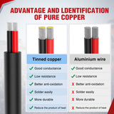 Nilight 50FT 16AWG Oxygen-Free Copper Wire Red Black Electrical Wire Stranded PVC Cord 2 Conductor Parallel 300V DC Flexible Extension Cords, view 6