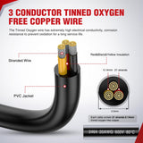 Nilight 50FT 20AWG 3 Conductor Electrical Wire Tinned Oxygen Free Copper Red Black Yellow 3 Wires Parallel 600V DC Flexible PVC Case Extension Cords for LED Strips Lamps Lighting, view 2