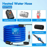 Nilight 50FT Heated Water Hose RV 5/8inch Inside Diameter -45°F Freeze Protaction Antifreeze Garden Drinking Hoses with Saving Thermostat and Smart Heat System for Winter Camper Supply Accessories, view 2