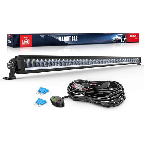 Nilight 50.5 Inch 210W 21260LM Slim Anti-Glare DRL Spot Flood LED Light Bar | 14AWG DT Wire