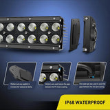 Nilight 50 Inch 288W 18560LM Double Row Black Curved Spot Flood LED Light Bar | 14AWG Wire 5Pin Switch, view 4