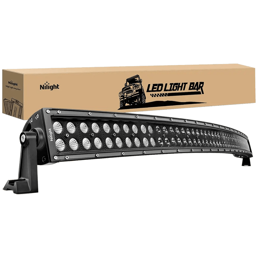 Nilight 50 Inch 288W Double Row Black Curved Spot Flood LED Light Bar