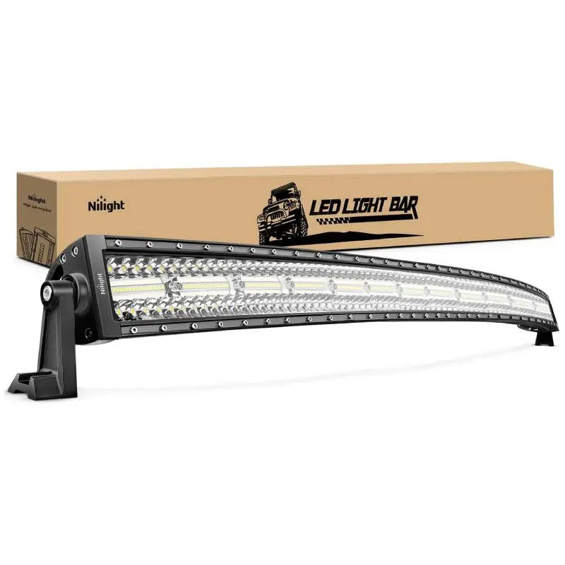 Nilight 50 Inch 384LED 13261LM Triple Row Curved Spot Flood LED Light Bar