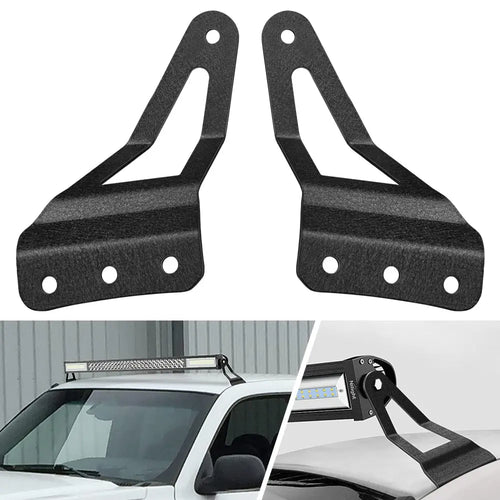 Nilight 50 Inch Curved Light Bar Bracket at Upper Windshield Roof Cab for 2007-2013 Chevy Silverado Suburban Avalanche Tahoe & GMC Yukon Sierra (Pair)