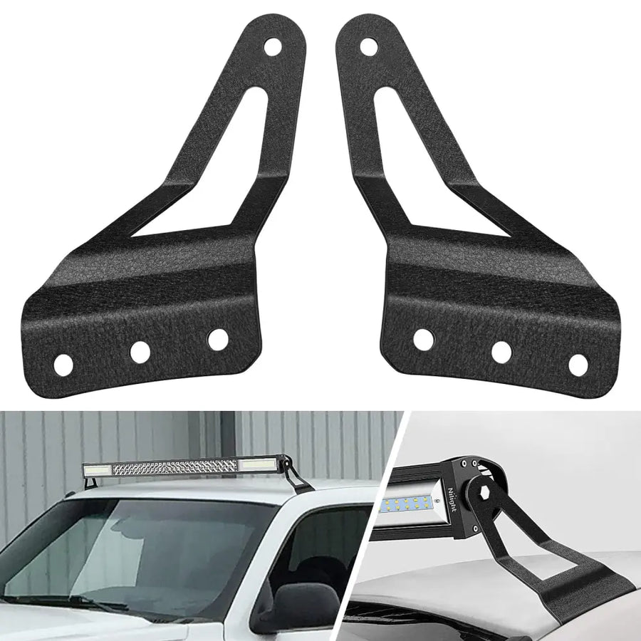 Nilight 50 Inch Curved Light Bar Bracket at Upper Windshield Roof Cab for 2007-2013 Chevy Silverado Suburban Avalanche Tahoe & GMC Yukon Sierra (Pair)