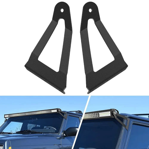 Nilight 50 Inch Curved Light Bar Bracket at Upper Windshield Roof Cab for 1984-2001 Jeep Cherokee XJ & 1986-1992 Comanche MJ (Pair)