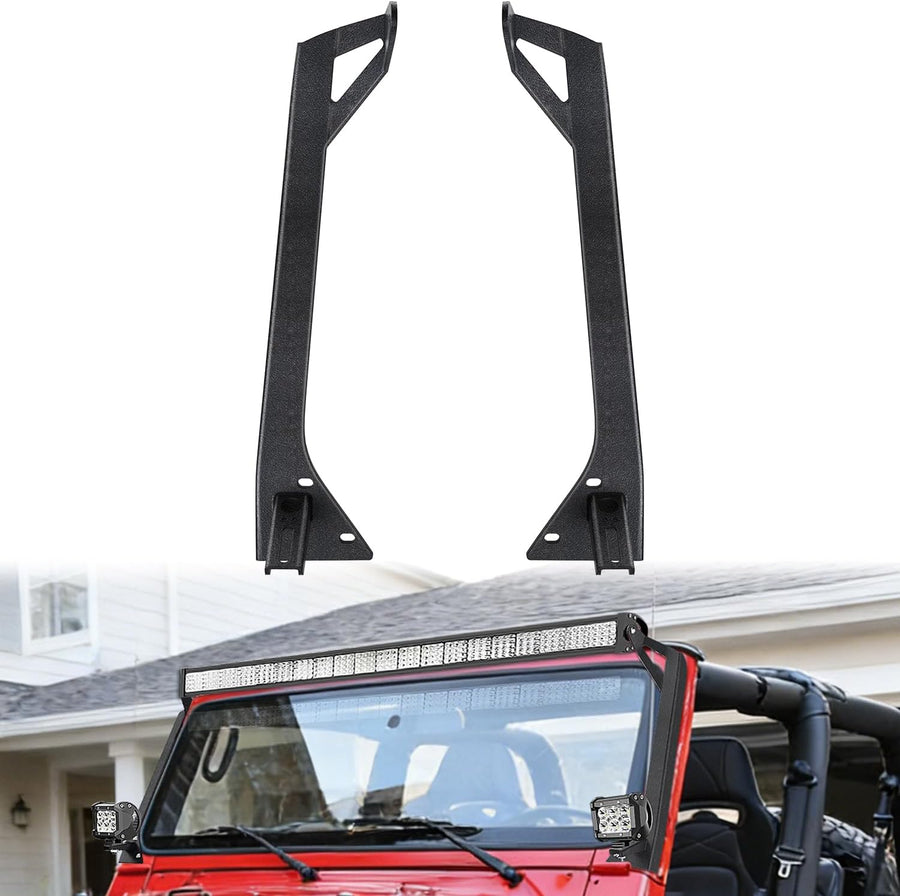 Nilight 50inch Light Bar Windshield Frame Mounting Brackets for Jeep Wrangler TJ 1997-2006 No-Drill A-Pillar Light Mount for Pod Lights, Heavy Duty Steel Off-Road LED Light Bar Dual Mount