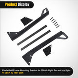 Nilight 50inch Light Bar Windshield Frame Mounting Brackets for Jeep Wrangler TJ 1997-2006 No-Drill A-Pillar Light Mount for Pod Lights, Heavy Duty Steel Off-Road LED Light Bar Dual Mount, view 3