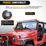Nilight 50inch Light Bar Windshield Frame Mounting Brackets for Jeep Wrangler TJ 1997-2006 No-Drill A-Pillar Light Mount for Pod Lights, Heavy Duty Steel Off-Road LED Light Bar Dual Mount, view 5
