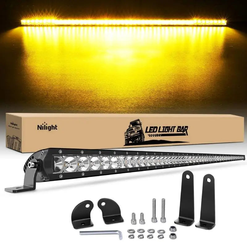 Nilight 51 Inch 250W 15500LM Amber Slim Spot Flood Led Light Bar | 2 Style Mounts