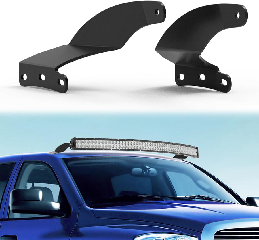 Nilight 52 inch Curved LED Light Bar Bracket Mounting Upper Windshield Roof Cab Brackets Compatible with 2002-2008 Dodge RAM 1500 and 2003-2009 RAM 2500 3500
