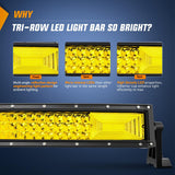 Nilight 52 Inch LED Light Bar 783 LED Chips Curved Triple Row Fog Light Yellow Beam Spot Flood Combo High Power LED Driving Lights Off Road Lights for Trucks SUV UTV ATV Truck Van 4x4 Boat, view 3