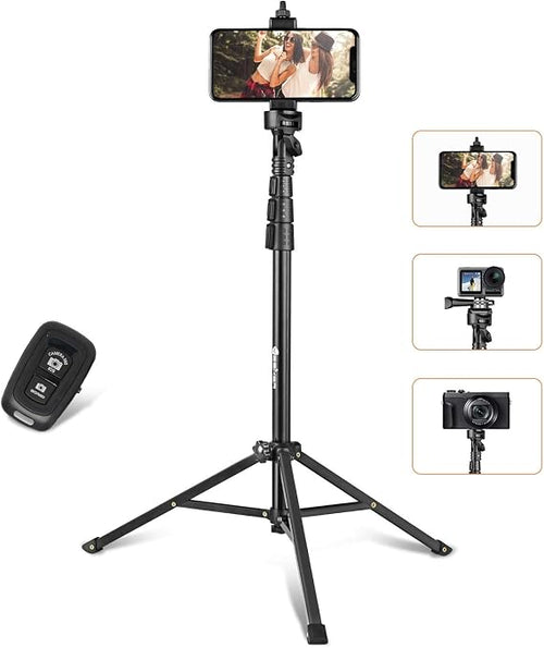Nilight 52 inch Phone Tripod Stand & Selfie Stick Tripod, All in One Professional Travel Cell Phone Tripod, Cellphone Tripod with Bluetooth Remote and Phone Holder, Compatible with iPhone, Android Phones