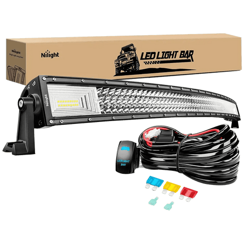 Nilight 52 Inch 783W 78000LM Triple Row Curved Spot Flood LED Light Bar | 12AWG Wire 5Pin Switch