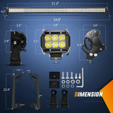 Nilight 52 Inch Double Row Spot Flood LED Light Bar | 4 Inch 18W Spot LED Pods (Pair) | 16AWG Wire 3Pin Switch | Windshield Frame Mount on Wrangler JK 2007-2017, view 2