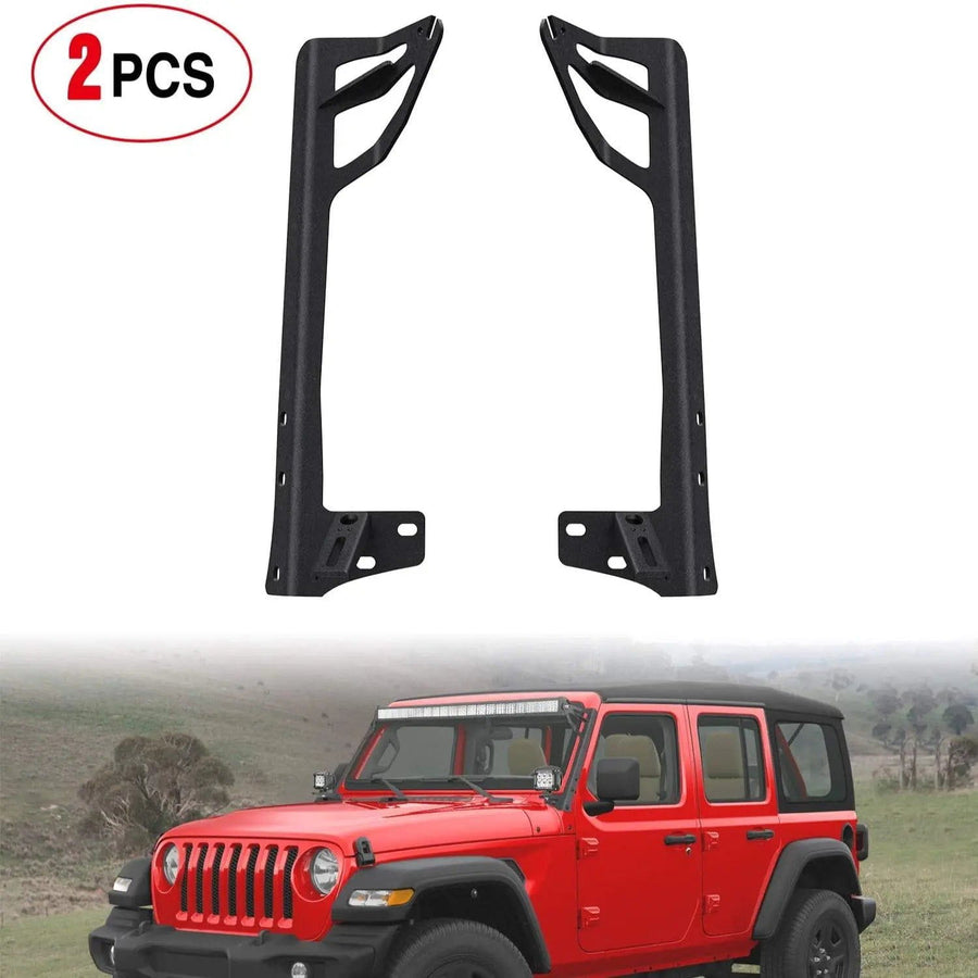 Nilight 52 Inch Straight Light Bar and Pod Light Windshield Frame Mounts For 2007 2008 2009 2010 2011 2012 2013 2014 2015 2016 2017 Jeep Wrangler JK