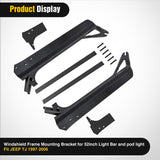 Nilight 52inch Light Bar Windshield Frame Mounting Brackets for Jeep Wrangler TJ 1997-2006 No-Drill A-Pillar Light Mount for Pod Lights, Heavy Duty Steel Off-Road LED Light Bar Dual Mount, view 5