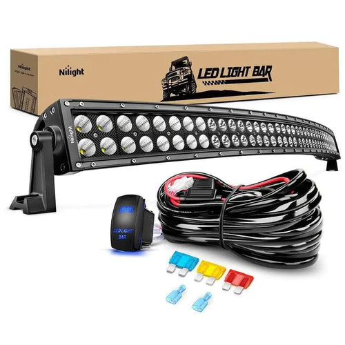 Nilight 54 Inch 312W Double Row Curved Black Spot Flood LED Light Bar | 14AWG Wire 5Pin Switch