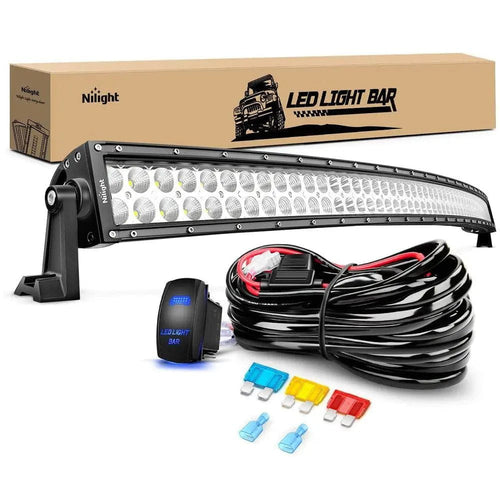 Nilight 54 Inch 312W Double Row Curved Spot Flood LED Light Bar | 14AWG Wire 5Pin Switch