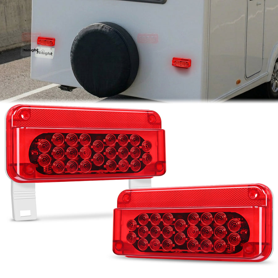 Nilight 54Leds LED RV White License Plate Red Tail Lights