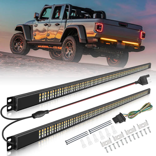 Nilight 56 Inch Aluminum Frame Triple Row 576 Leds Red White Amber Light Strip