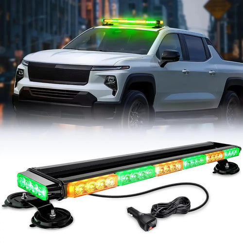 Nilight 29.5 Inch Roof Top Amber Mix Green Strobe Lights 56LED Hazard Emergency Warning Light Bar Magnetic Mount