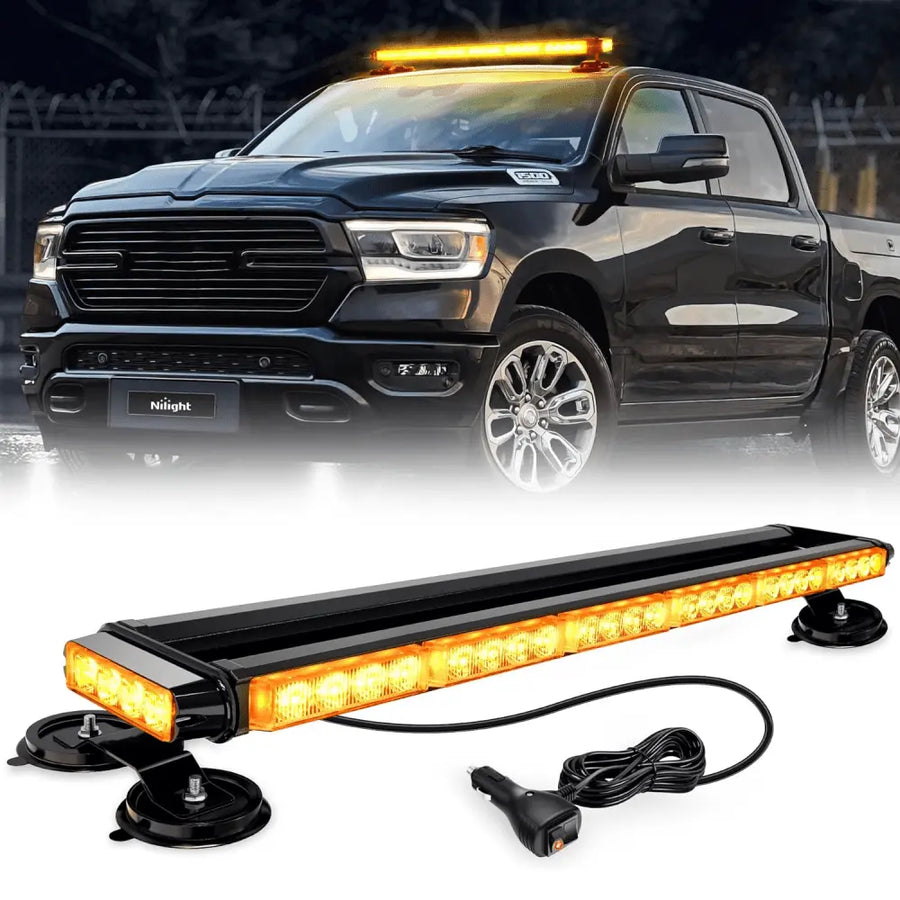 Nilight 29.5 Inch Roof Top Amber Strobe Lights 56LED Hazard Emergency Warning Light Bar Magnetic Mount