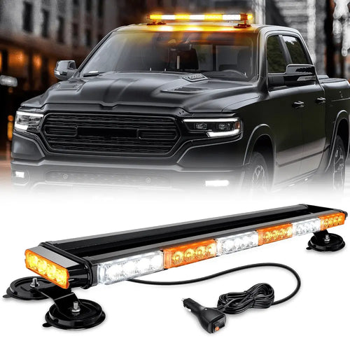 Nilight 29.5 Inch Roof Top Amber White Strobe Lights 56LED Hazard Emergency Warning Light Bar Magnetic Mount