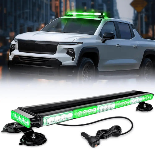 Nilight 29.5 Inch Roof Top Green White Strobe Lights 56LED Hazard Emergency Warning Light Bar Magnetic Mount