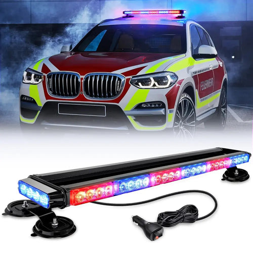Nilight 29.5 Inch Roof Top Red Blue Strobe Lights 56LED Hazard Emergency Warning Light Bar Magnetic Mount